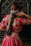 Shop_Amaltas Couture_Pink Silk, Organza Sequins, Beads V-neck Raw Embroidered Lehenga Set _at_Aza_Fashions