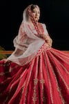Buy_Amaltas Couture_Pink Silk, Organza Sequins, Beads V-neck Raw Embroidered Lehenga Set _Online_at_Aza_Fashions