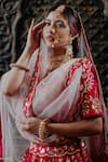 Shop_Amaltas Couture_Pink Silk, Organza Sequins, Beads V-neck Raw Embroidered Lehenga Set _Online_at_Aza_Fashions