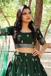 Amaltas Couture_Green Georgette Sequins Round Neck Embroidered Lehenga Set _Online_at_Aza_Fashions
