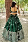 Shop_Amaltas Couture_Green Georgette Sequins Round Neck Embroidered Lehenga Set _at_Aza_Fashions