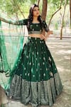 Buy_Amaltas Couture_Green Georgette Sequins Round Neck Embroidered Lehenga Set _at_Aza_Fashions