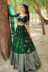 Amaltas Couture_Green Georgette Sequins Round Neck Embroidered Lehenga Set _at_Aza_Fashions