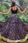 Shop_Amaltas Couture_Blue Georgette, Silk Sequins Round Neck Embroidered Lehenga Set _at_Aza_Fashions