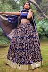 Shop_Amaltas Couture_Blue Georgette, Silk Sequins Round Neck Embroidered Lehenga Set _Online_at_Aza_Fashions