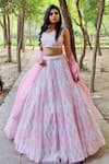 Buy_Amaltas Couture_Pink Net Sequins Square Neck Work Lehenga Blouse Set _at_Aza_Fashions