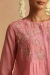 Buy_Beige_Pink Beads, Sequins Round Neck Floral Embroidered Top With Pant 