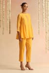 Buy_Beige_Orange Beads, Sequins Round Neck Embroidered Top And Pant Set _Online_at_Aza_Fashions