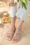 Buy_Label Deepti Bajaj_Cream Ice Dusk Rhinestone Embellished Flats _at_Aza_Fashions