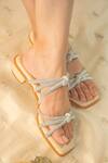 Shop_Label Deepti Bajaj_Cream Rhinestones Starlit Knot Embellished Heels _Online_at_Aza_Fashions