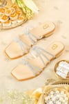 Shop_Label Deepti Bajaj_Cream Rhinestones Starlit Knot Embellished Heels _at_Aza_Fashions