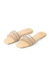 Buy_Label Deepti Bajaj_Cream Champagne Dust Rhinestone Embellished Flats _Online_at_Aza_Fashions