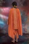 Shop_Kacha Tanka_Orange Chanderi Embroidery V-neck Rooh A-line Kurta Set _at_Aza_Fashions