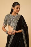 Monk & Mei By Sonia Anand_Black Georgette, Cotton Satin Mirrors, Sequins, Rasika Floral Print Lehenga Set _Online_at_Aza_Fashions