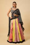 Buy_Monk & Mei By Sonia Anand_Multi Color Georgette, Cotton Satin Kamini Floral Print Lehenga Blouse Set _at_Aza_Fashions