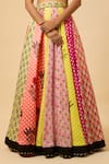 Monk & Mei By Sonia Anand_Multi Color Georgette, Cotton Satin Kamini Floral Print Lehenga Blouse Set _at_Aza_Fashions