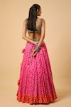Shop_Monk & Mei By Sonia Anand_Pink Georgette, Cotton Satin Sequins Square Urvashi Flower Print Lehenga Set _at_Aza_Fashions