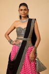 Monk & Mei By Sonia Anand_Multi Color Georgette, Cotton Satin Urvashi Floral Print Lehenga Set With Potli _Online_at_Aza_Fashions