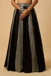 Monk & Mei By Sonia Anand_Black Georgette, Cotton Satin Sequins, Zari Round Laxmi Lehenga Set With Potli _Online_at_Aza_Fashions