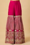 Monk & Mei By Sonia Anand_Pink Silk Organza Embroidery Square Neck Aishwarya Kurta Sharara Set _Online_at_Aza_Fashions