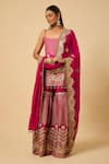 Buy_Monk & Mei By Sonia Anand_Pink Silk Organza Embroidery Square Neck Aishwarya Kurta Sharara Set _at_Aza_Fashions