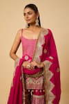 Buy_Monk & Mei By Sonia Anand_Pink Silk Organza Embroidery Square Neck Aishwarya Kurta Sharara Set _Online_at_Aza_Fashions