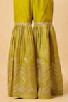 Monk & Mei By Sonia Anand_Yellow Silk, Organza Embroidery V-neck Bala Polka Dot Woven Kurta Sharara Set _Online_at_Aza_Fashions