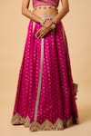 Monk & Mei By Sonia Anand_Pink Silk, Organza Sequins, Beads, Tassels Square Sona Embroidered Lehenga Set _Online_at_Aza_Fashions