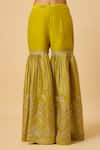Monk & Mei By Sonia Anand_Yellow Silk, Organza Embroidery, Tassels Square Aishwarya Kurta Sharara Set _Online_at_Aza_Fashions