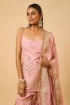 Buy_Monk & Mei By Sonia Anand_Pink Silk, Organza Embroidery Square Neck Aishwarya Kurta Sharara Set _Online_at_Aza_Fashions