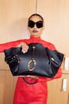 Buy_Outhouse_Black The Boss Leather Tote Bag _at_Aza_Fashions