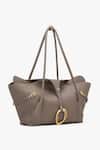 Shop_Outhouse_Taupe The Boss Leather Tote Bag _at_Aza_Fashions