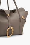 Outhouse_Taupe The Boss Leather Tote Bag _at_Aza_Fashions