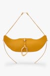 Outhouse_Yellow Chains The Boss Swing Leather Bag _Online_at_Aza_Fashions