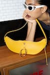 Buy_Outhouse_Yellow Chains The Boss Swing Leather Bag _at_Aza_Fashions