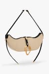 Buy_Outhouse_Beige The Boss Swing Leather Bag _at_Aza_Fashions