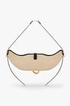 Shop_Outhouse_Beige The Boss Swing Leather Bag _at_Aza_Fashions