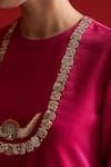Shop_Sitaraa_Red Embroidery Round Neck Tejasi Rubine Kurta With Pant _Online_at_Aza_Fashions