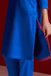 Buy_Sitaraa_Cobalt Embroidery V-neck Nilaya Blue Kurta With Pant _Online_at_Aza_Fashions