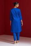 Shop_Sitaraa_Cobalt Embroidery V-neck Nilaya Blue Kurta With Pant _at_Aza_Fashions
