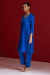 Buy_Sitaraa_Cobalt Embroidery V-neck Nilaya Blue Kurta With Pant 