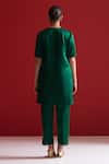 Shop Sitaraa Green Embroidery V-neck Simhika Forest Kurta With Pant at Aza Fashions Shop_Sitaraa_Green Embroidery V-neck Simhika Forest Kurta With Pant _at_Aza_Fashions
