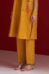 Sitaraa_Mustard Embroidery V-neck Aranya Kurta With Pant _Online_at_Aza_Fashions