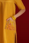 Buy_Sitaraa_Mustard Embroidery V-neck Aranya Kurta With Pant _Online_at_Aza_Fashions