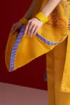 Shop_Sitaraa_Mustard Embroidery V-neck Aranya Kurta With Pant _Online_at_Aza_Fashions