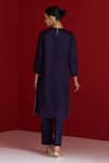 Shop_Sitaraa_Blue Embroidery Round Neck Mahika Midnight Pocket Kurta With Pant _at_Aza_Fashions