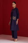 Shop_Sitaraa_Blue Embroidery Round Neck Mahika Midnight Pocket Kurta With Pant _Online_at_Aza_Fashions