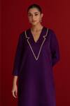 Buy_Sitaraa_Purple Embroidery V-neck Verangini Royal Kurta With Pant _Online_at_Aza_Fashions