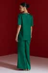 Shop_Sitaraa_Emerald Green Embroidery Collared Adya Top With Pant _at_Aza_Fashions
