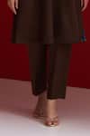 Buy_Sitaraa_Brown Embroidery Round Neck Devyani Kurta With Pant _Online_at_Aza_Fashions